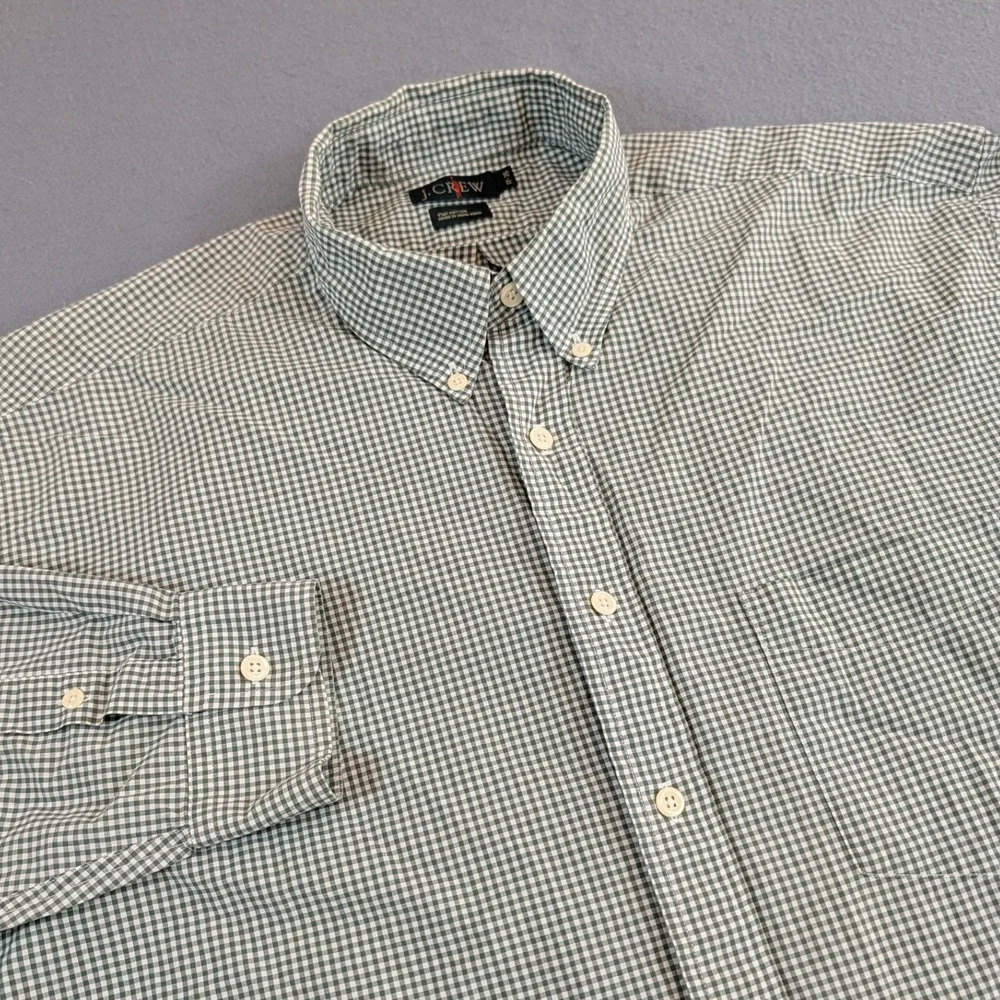 J. Crew Mens Button Down Shirt Szie 17‎ 35 Casual Classic Fit Gingham Check